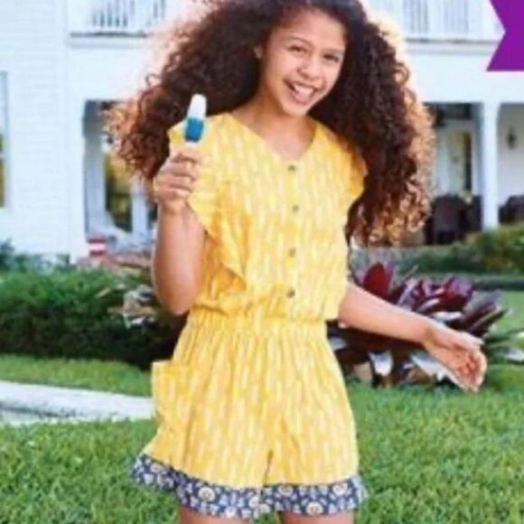 Matilda Jane Yellow The Buzz Girls Romper - Picture 1 of 8